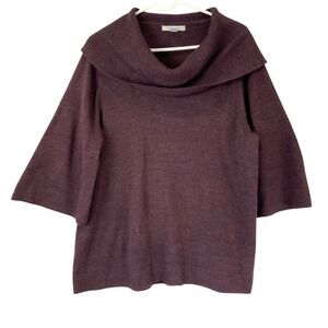 RALSEY Women's 2X Plum Purple Cowl Neck 3/4 Sleeve Sweater